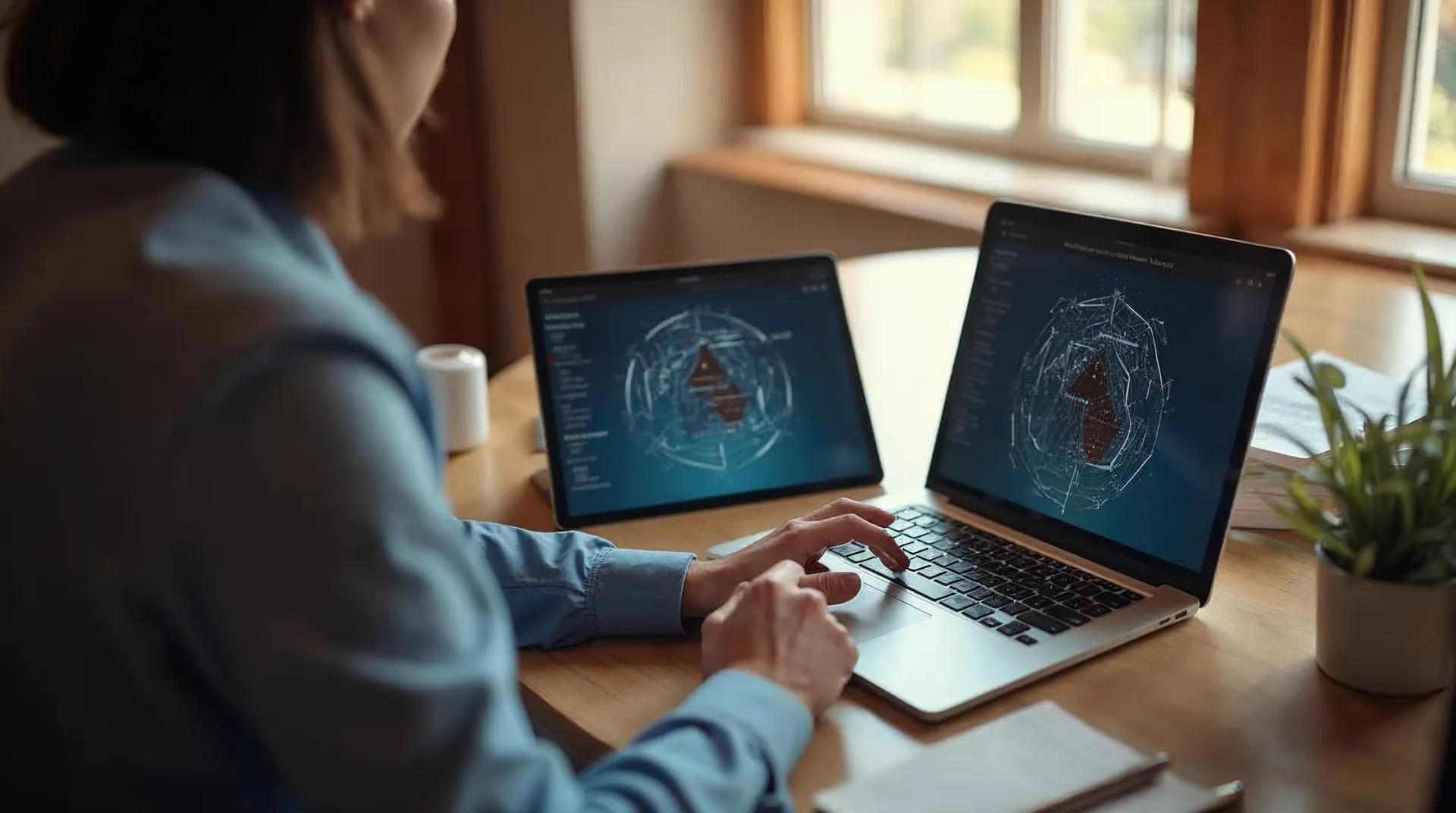 Unternehmer liest an einem warm beleuchteten Schreibtisch eine kuratierte KI-Nachrichtenübersicht auf Laptop und Tablet als Symbol für die wichtigsten KI-Meldungen der Woche