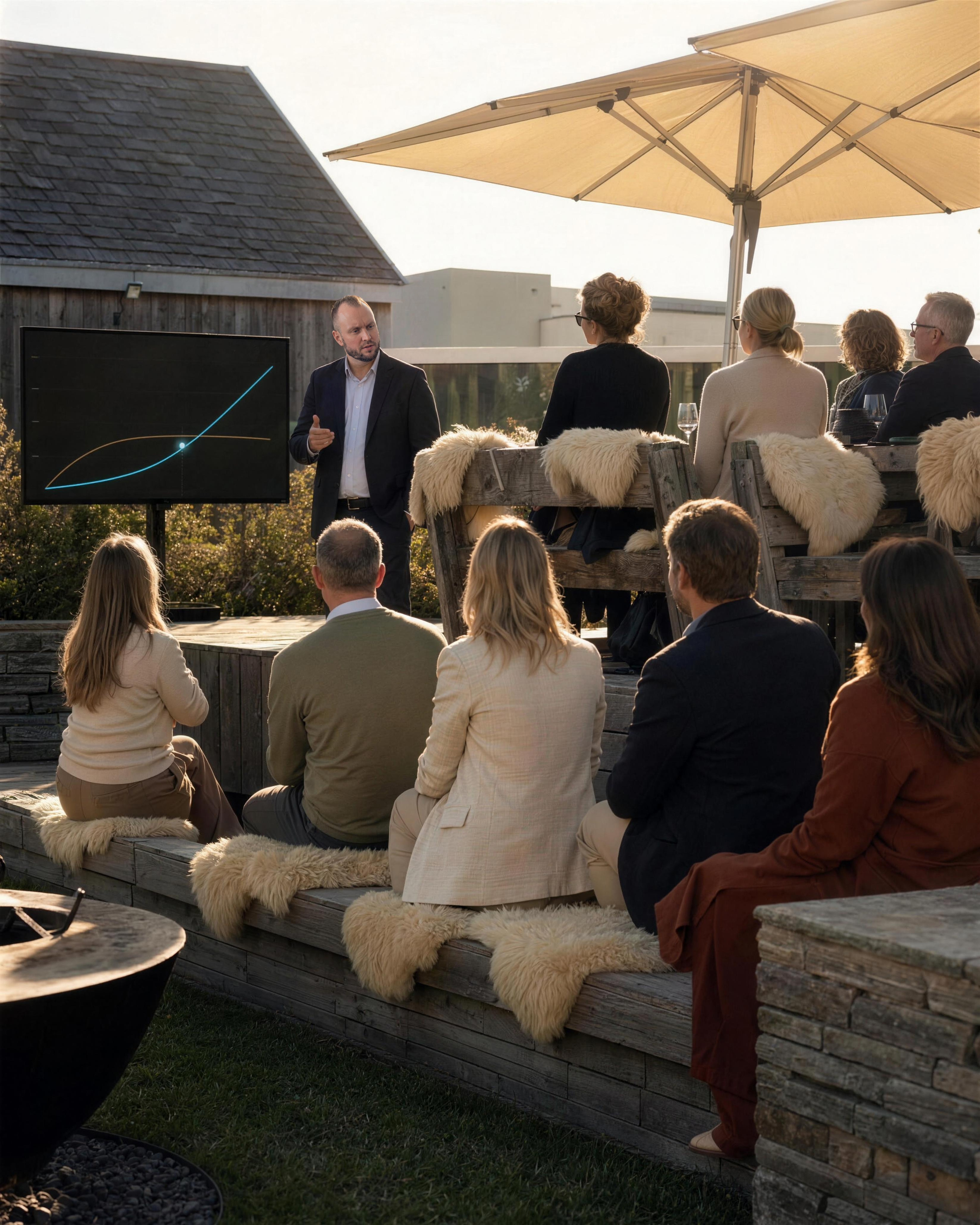 Michael Selck spricht am Abend vor kleiner Runde im Chalet O in Rostock – Aufmacher zum KI-Abend „Betriebsgeheimnis KI“