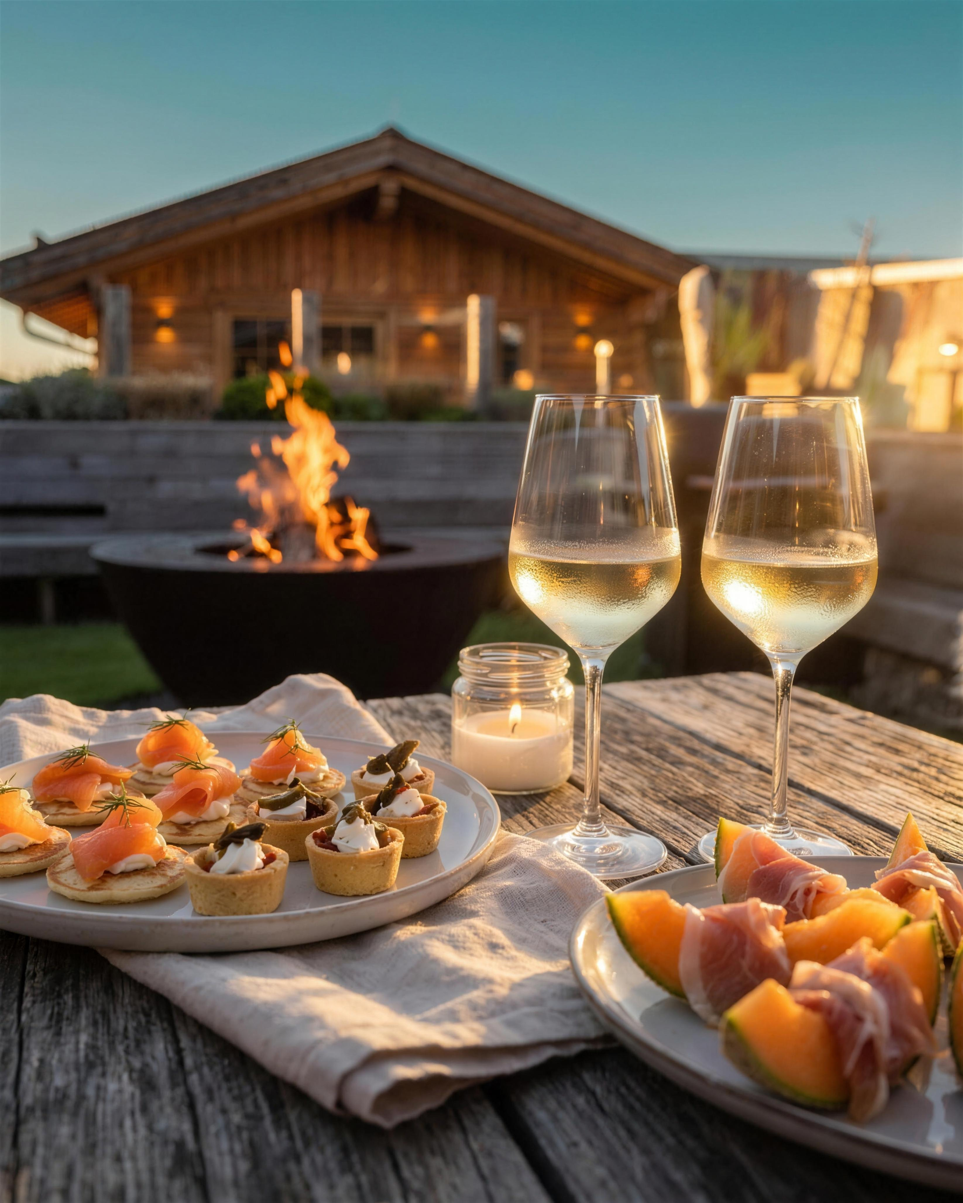 Catering-Stillleben beim Empfang im Chalet O